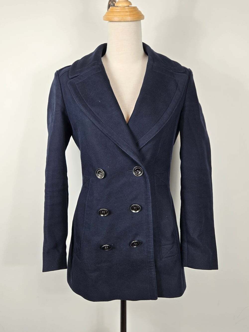 Authentic Burberry Brit Tumblebridge Navy Cotton Peacoat Jacket Womens Designer - Picture 3 of 10